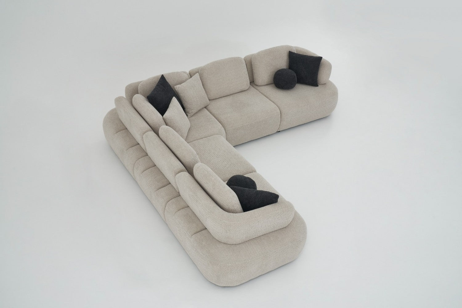 Obliq Flame 6 Seater Corner Sofa In Beige Colour