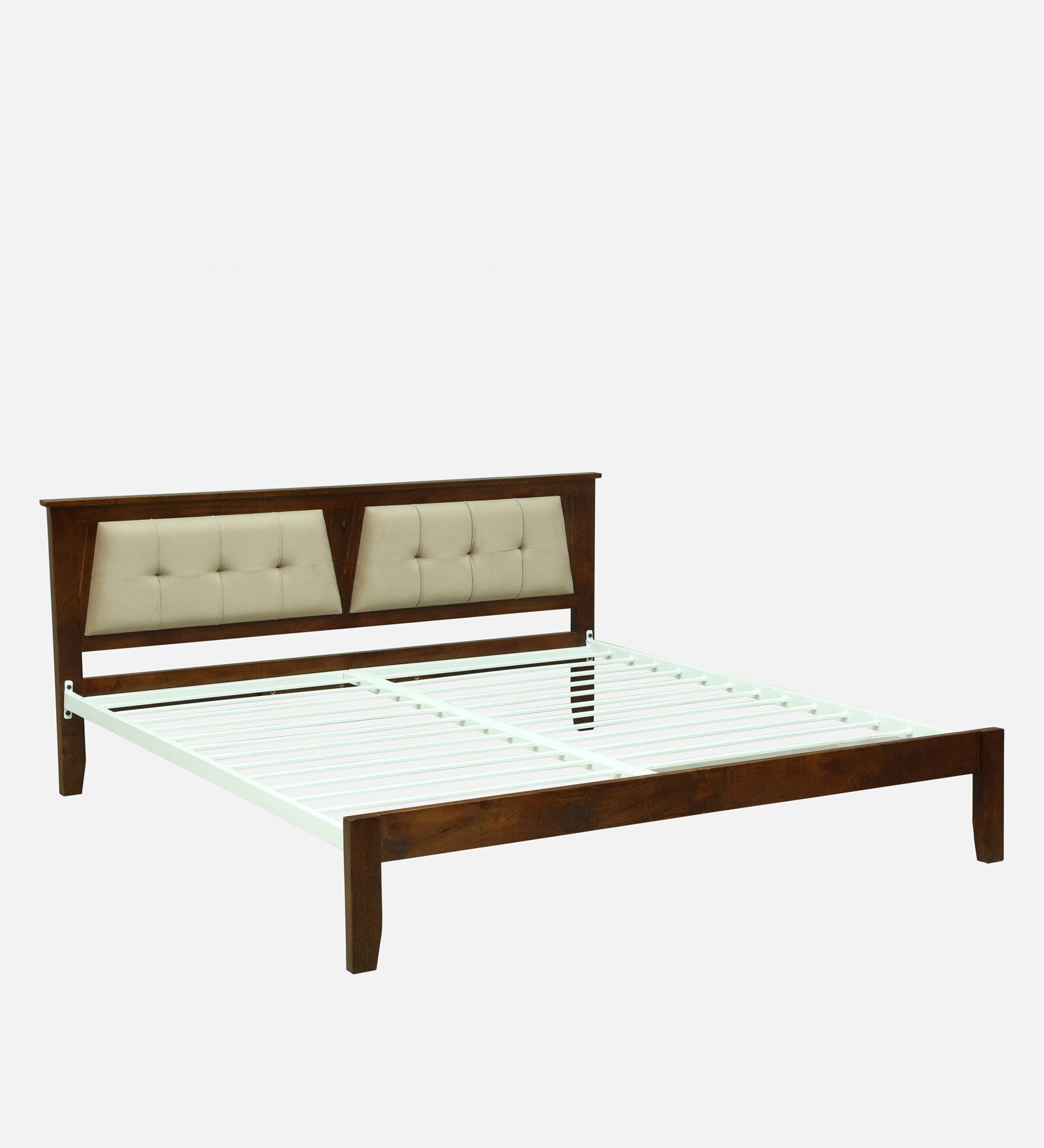 Verso Mango Wood King Size Bed With Metal Side Rail In Tubbaq Finish