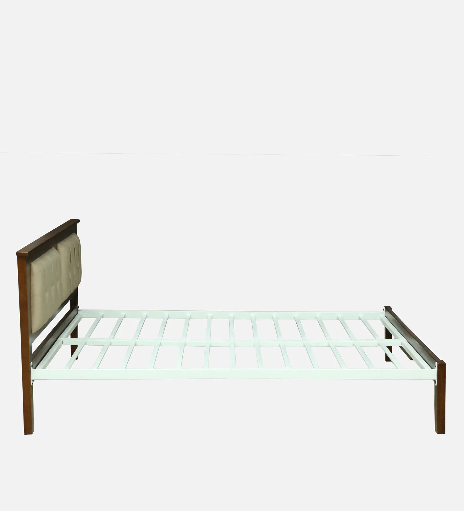 Verso Mango Wood King Size Bed With Metal Side Rail In Tubbaq Finish