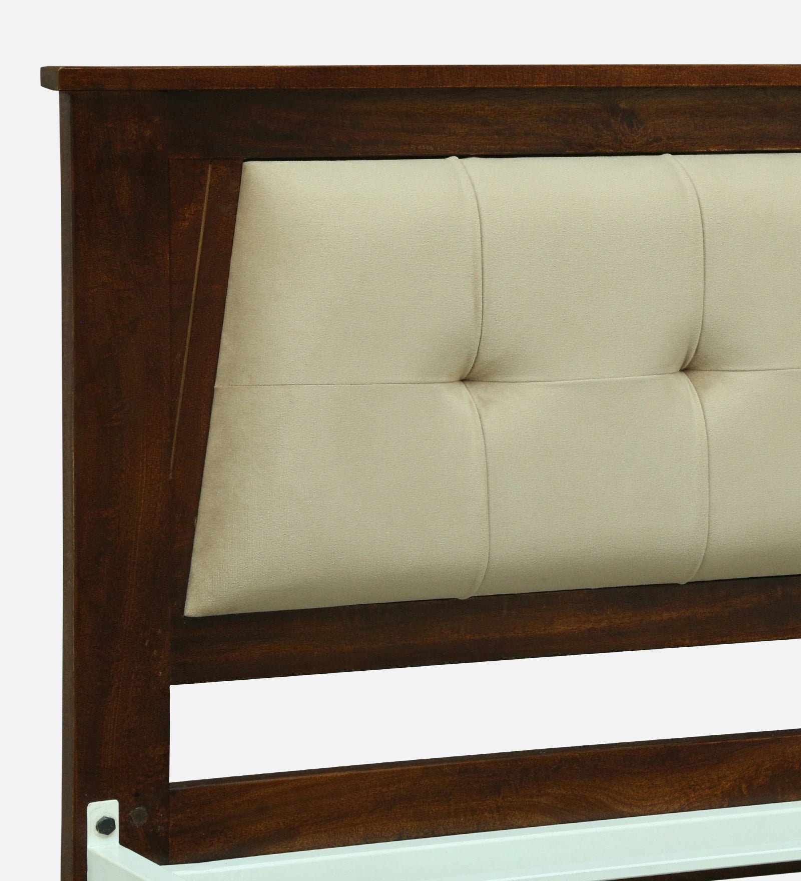 Verso Mango Wood Single Size Bed With Metal Side Rail In Tubbaq Finish