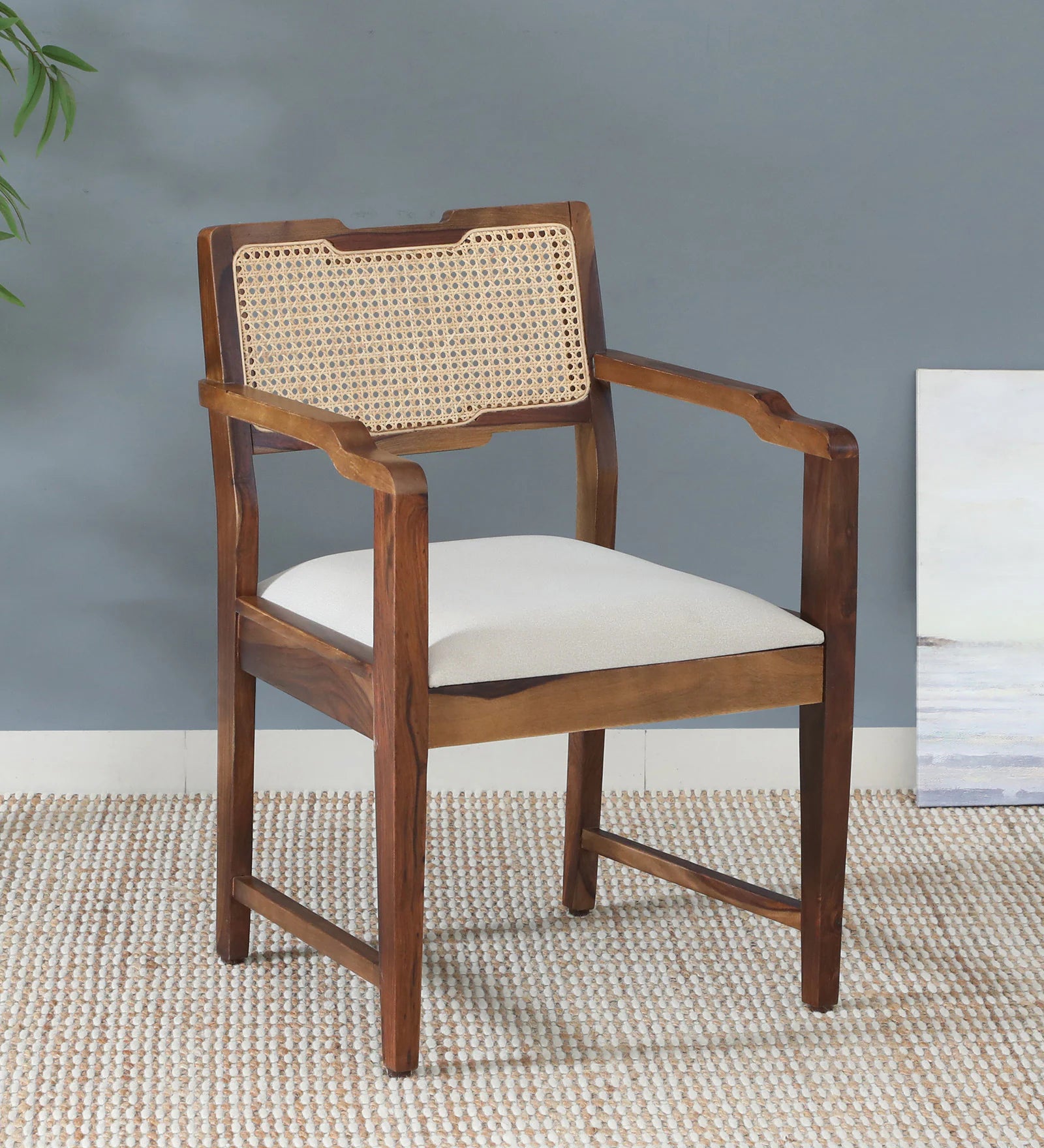 Tanu Sheesham Wood Arm Chair In Provincial Teak Finish - Febonic Living