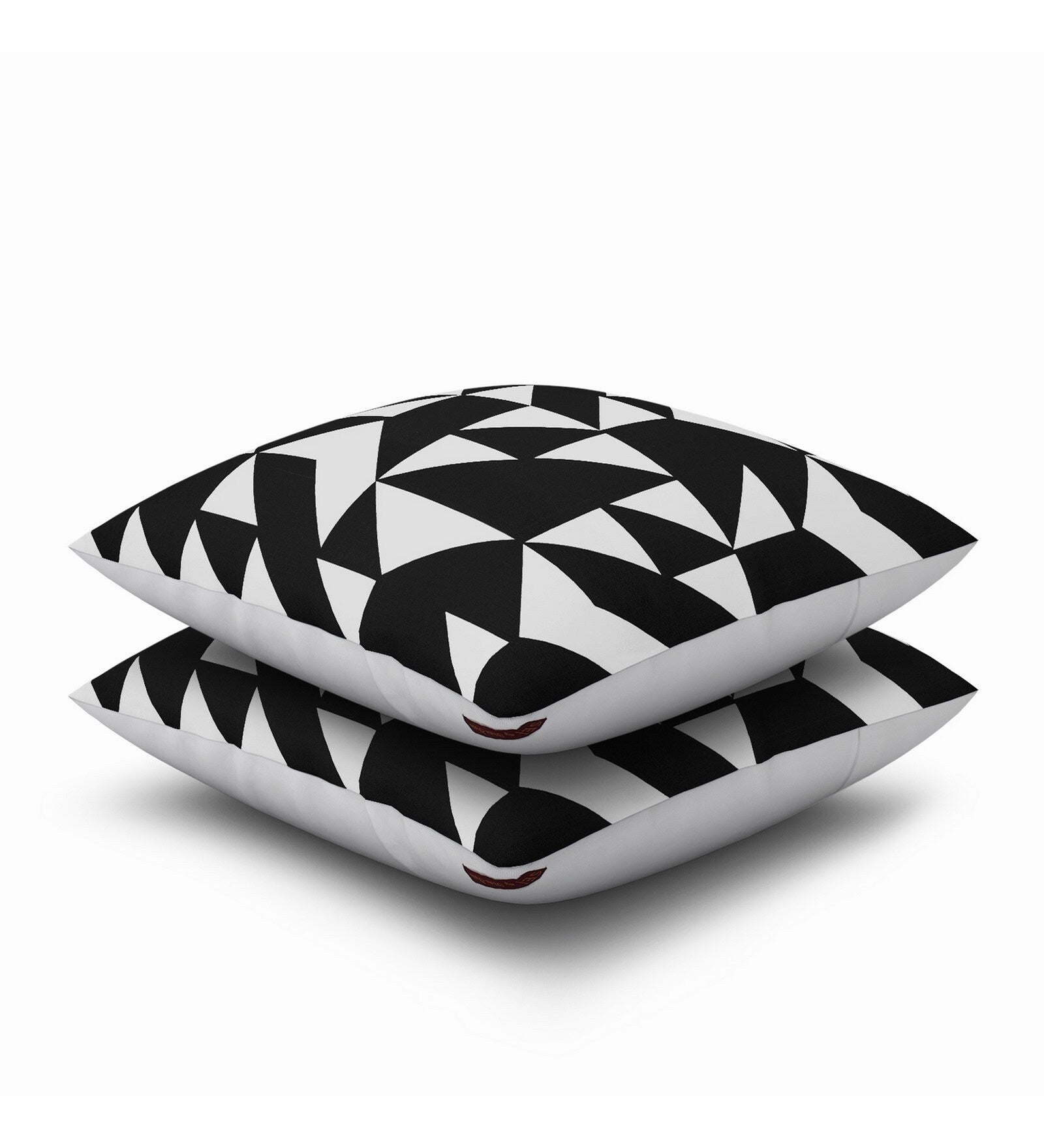 Suzi Printed Fabric Geometric Cotton 16 x 16 Inches Cushion (Set of 2) in Black and White Colour - Febonic Living
