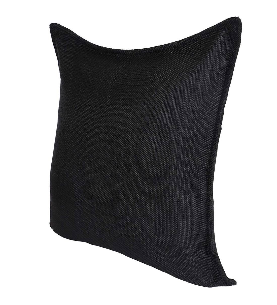 Youri Fabric Geometric 24x24 inches Cushion + Covers (Pack of 2) In Zed Black Colour - Febonic Living