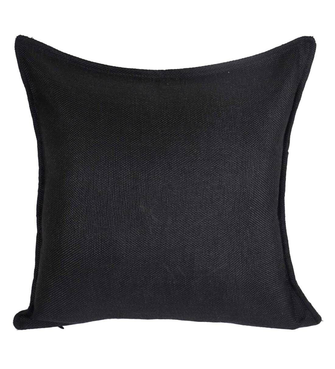 Youri Fabric Geometric 24x24 inches Cushion + Covers (Pack of 2) In Zed Black Colour - Febonic Living