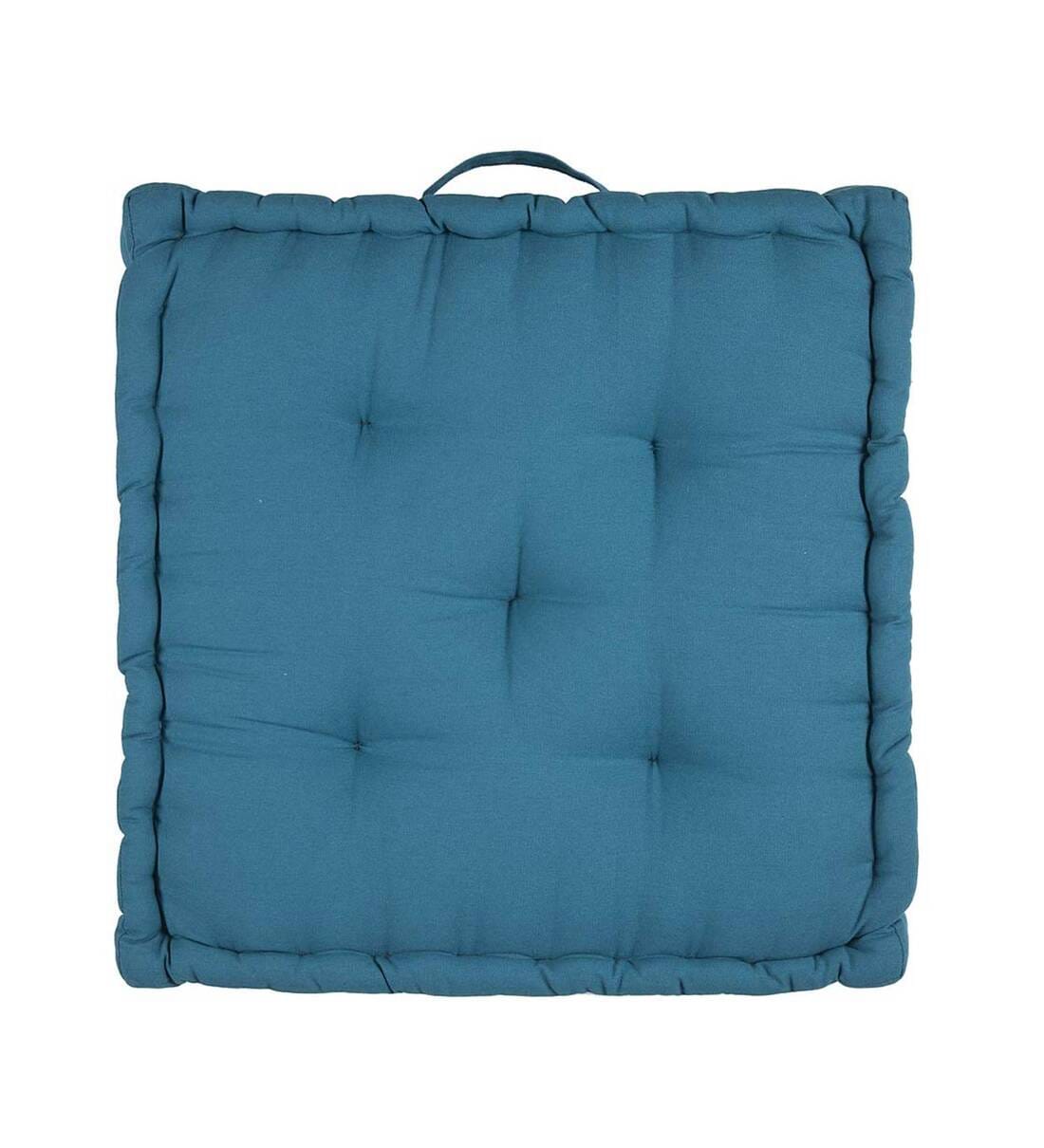 Nick Fabric 16x16 inches Floor Cushion In Blue Colour - Febonic Living