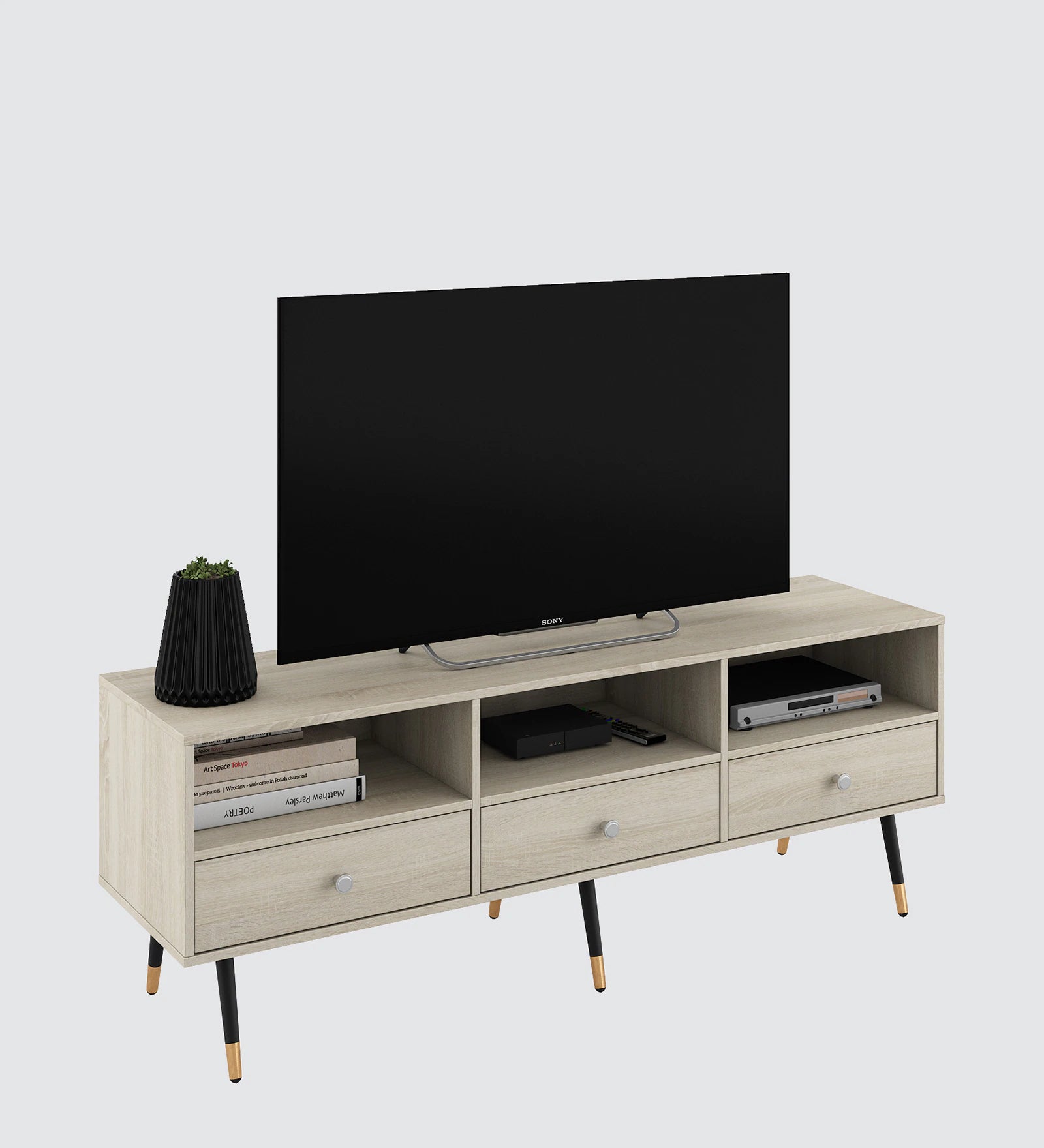Breeze Tv Console Table in Frosty White Finish