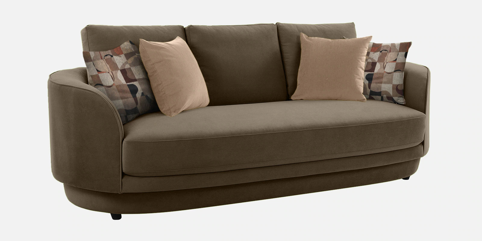 Tome Velvet 3 Seater Sofa In Shade Brown Color