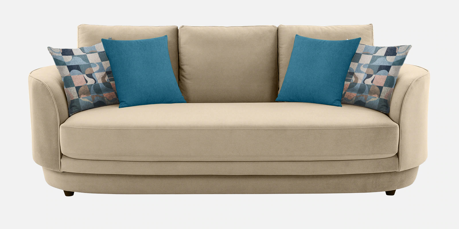 Tome Velvet 3 Seater Sofa In Cream Beige Color