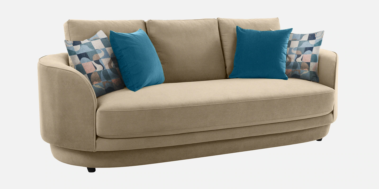 Tome Velvet 3 Seater Sofa In Cream Beige Color