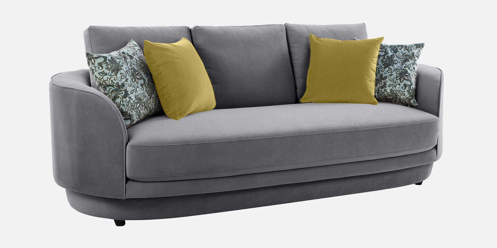 Tome Velvet 3 Seater Sofa In Concrete Grey Color
