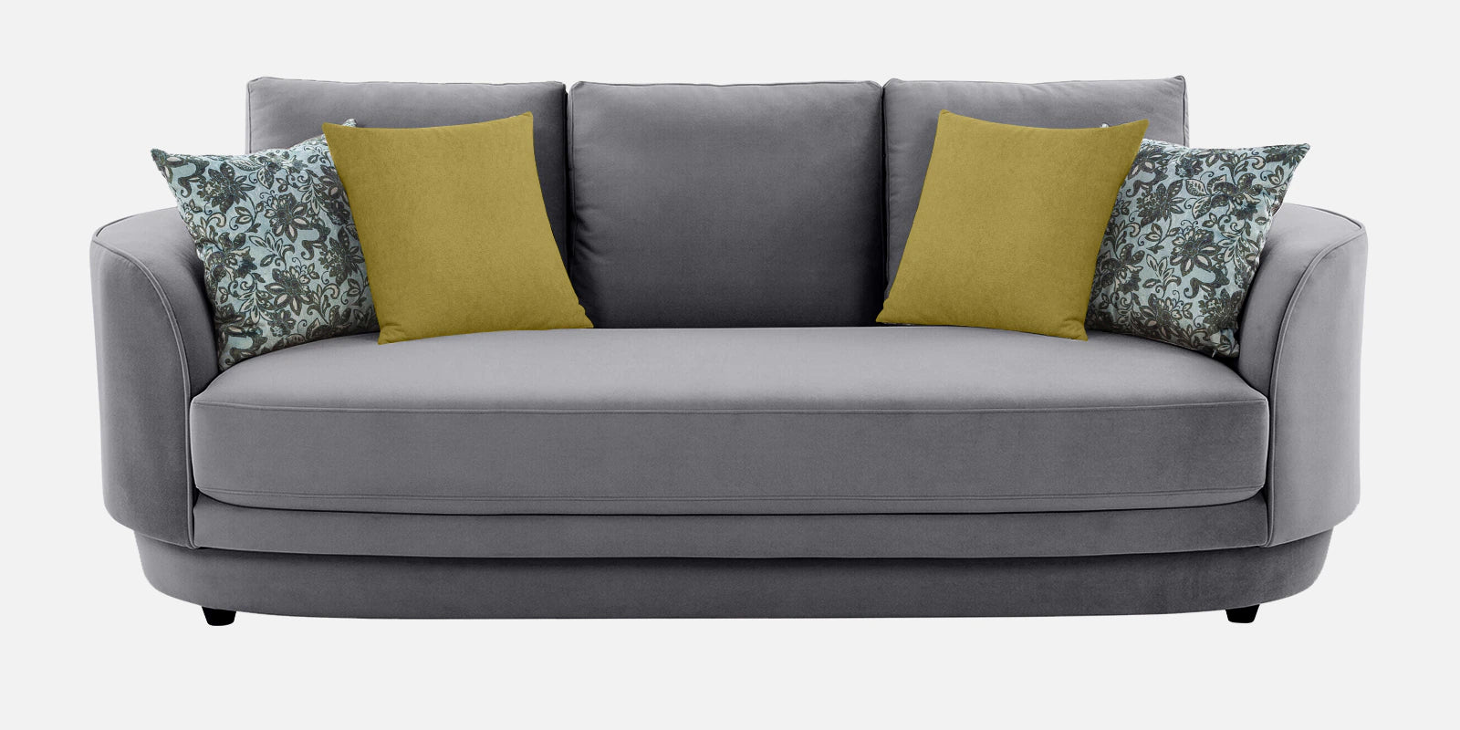Tome Velvet 3 Seater Sofa In Concrete Grey Color
