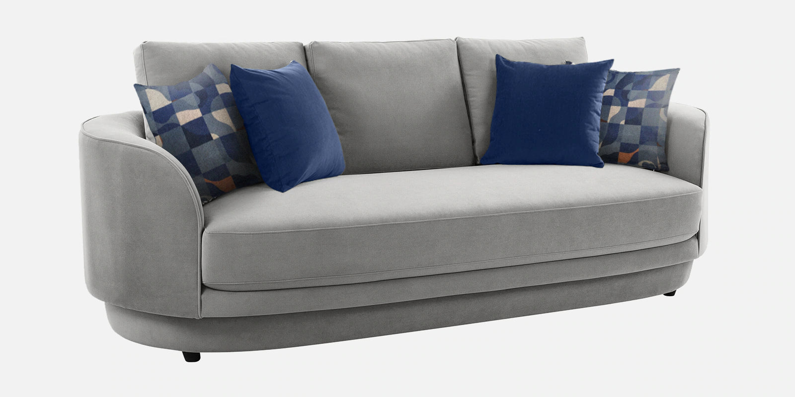Tome Velvet 3 Seater Sofa In Light Grey Color