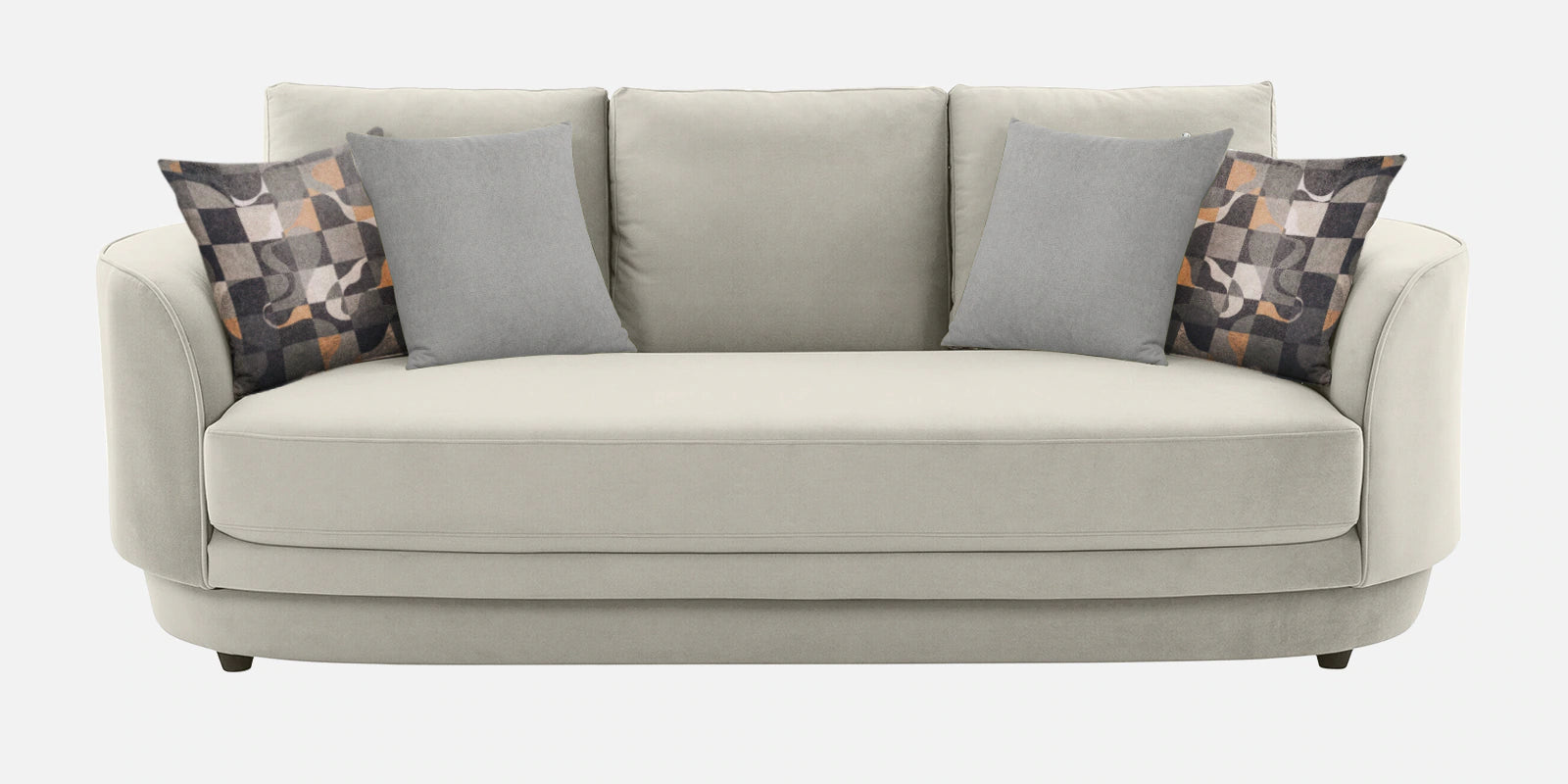 Tome Velvet 3 Seater Sofa In Warm White Color