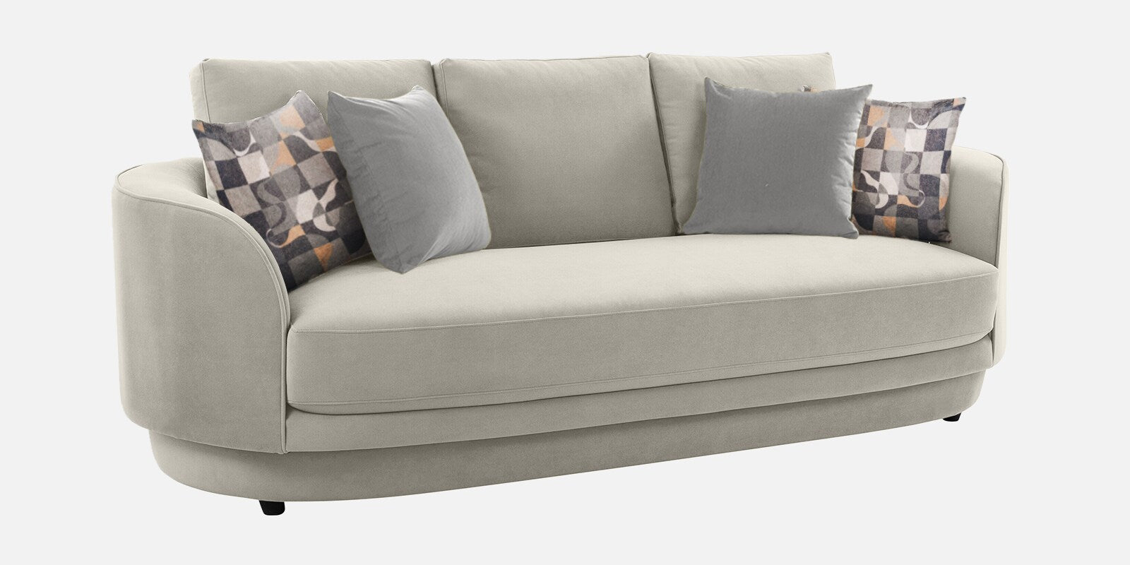 Tome Velvet 3 Seater Sofa In Warm White Color