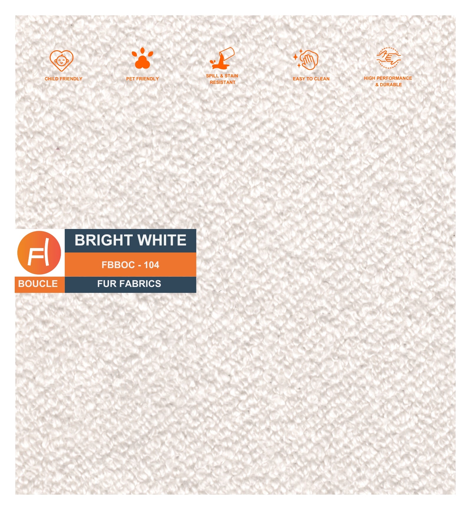 Maxime Boucle Fabric Bench In Bright White Colour - Febonic Living