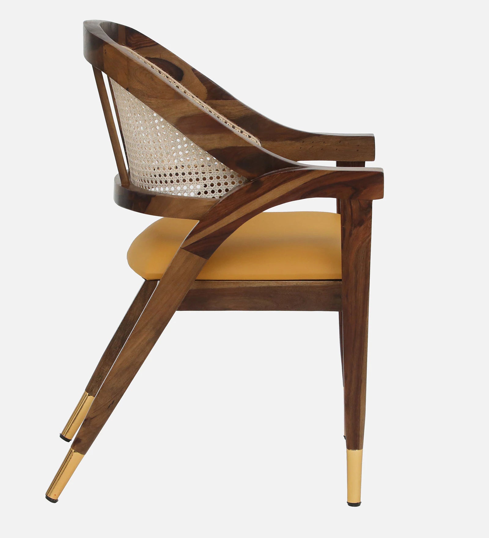 Multa Sheesham Wood Arm Chair In Provincial Teak Finish with Natural Cane Mesh - Febonic Living