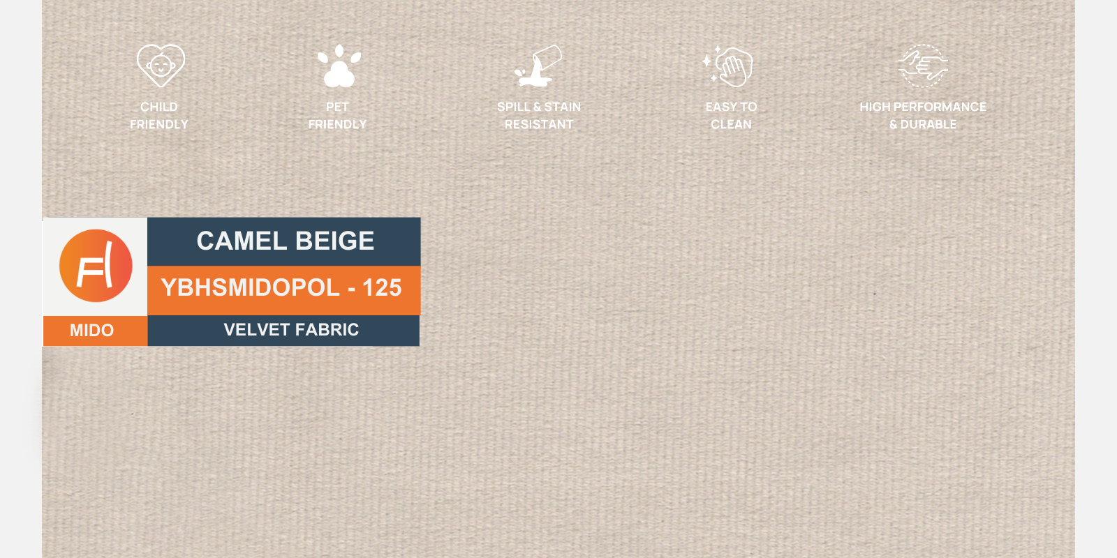 Yara Velvet Fabric 3 Seater Sofa In Camel Beige Colour - Febonic Living