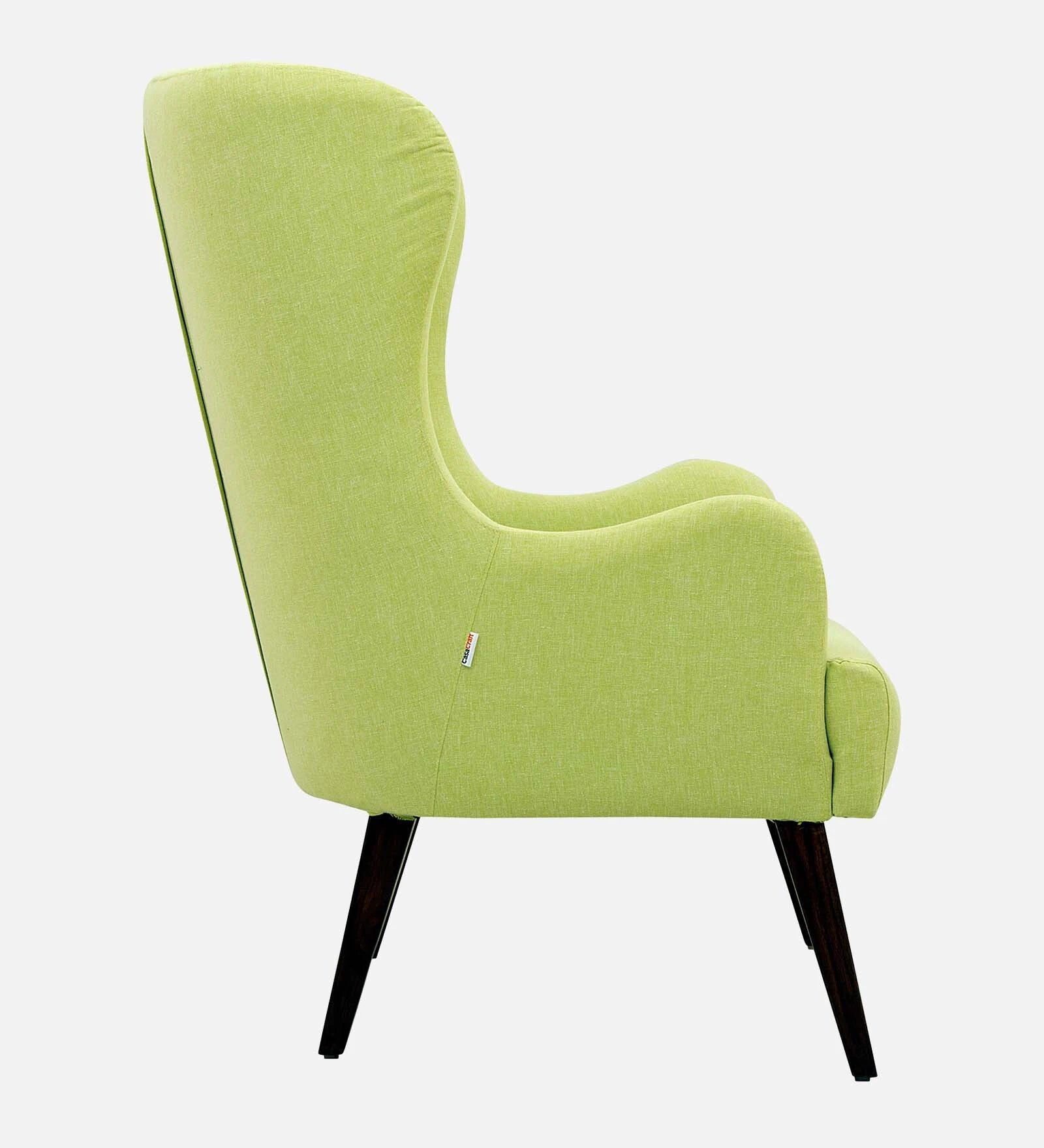 Jeyu Fabric Wing Chair In Lime Green Colour