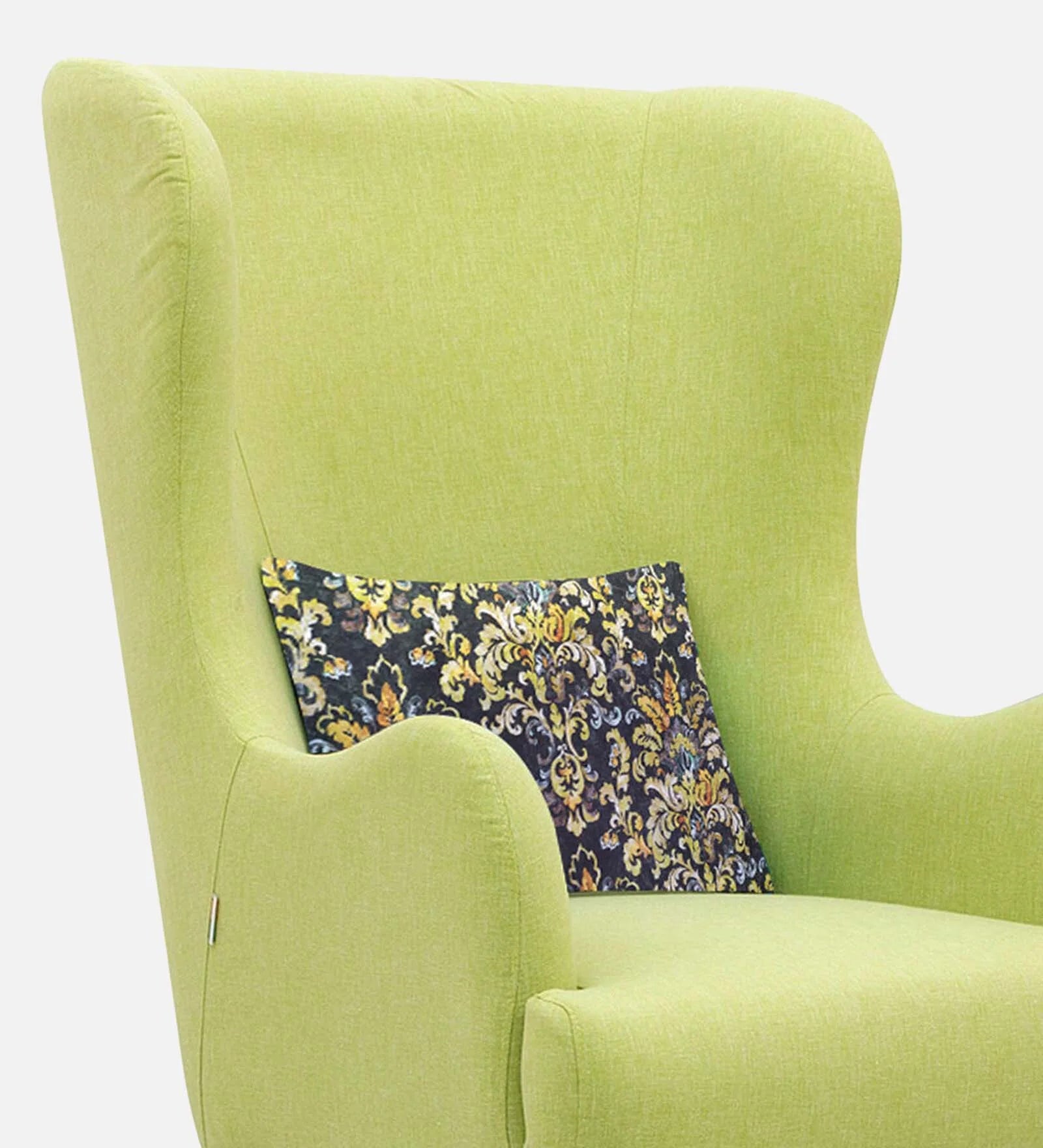 Jeyu Fabric Wing Chair In Lime Green Colour