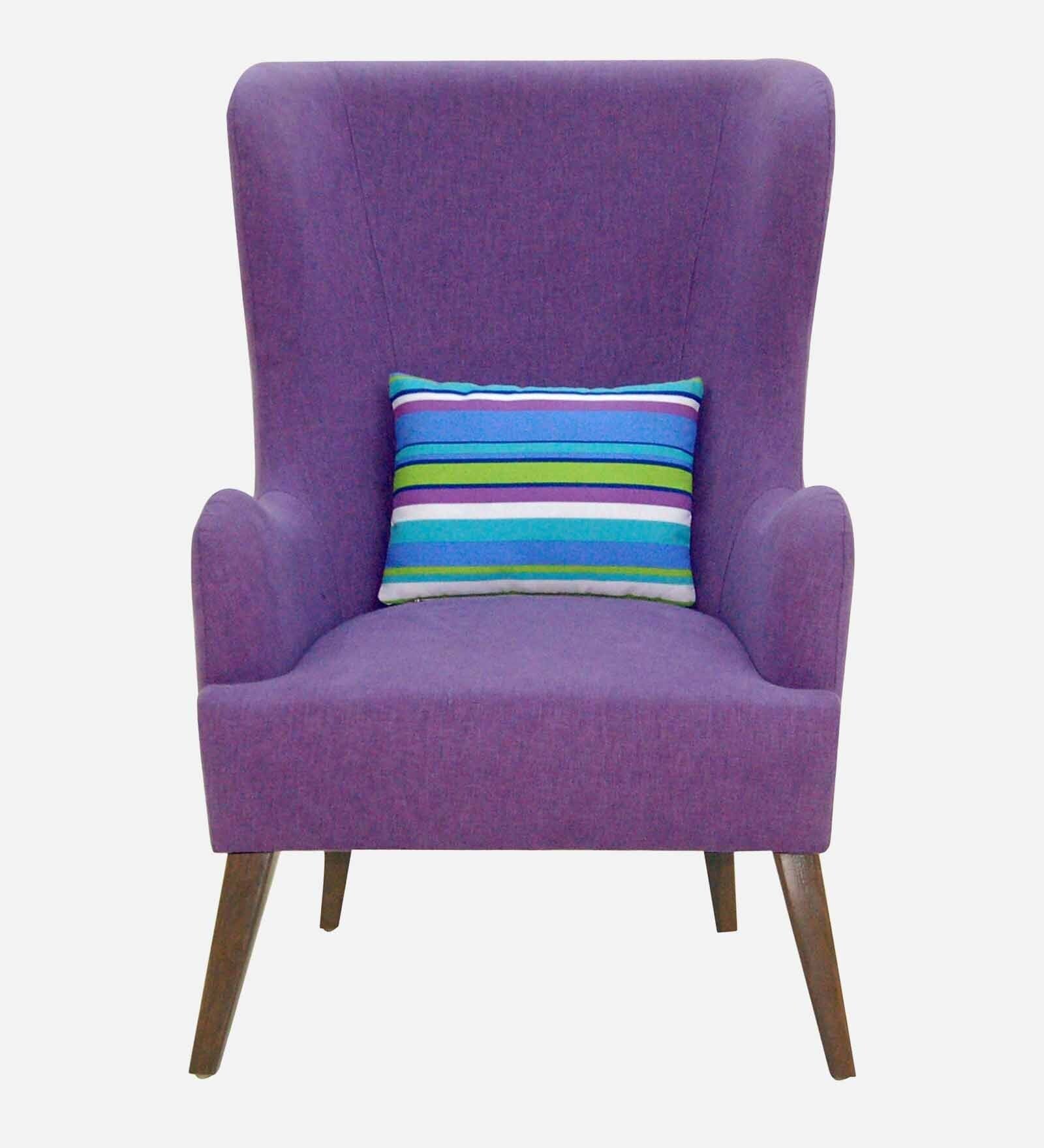 Jeyu Fabric Wing Chair In Purple Colour