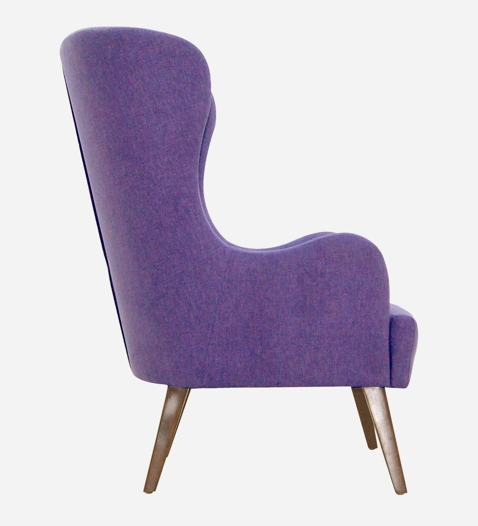 Jeyu Fabric Wing Chair In Purple Colour