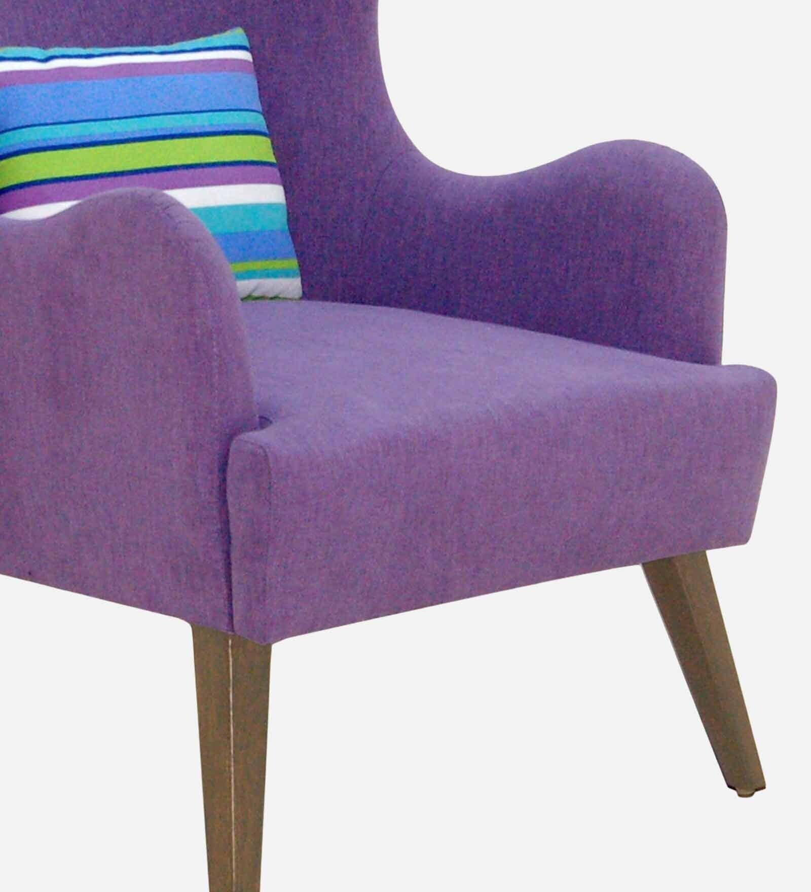 Jeyu Fabric Wing Chair In Purple Colour
