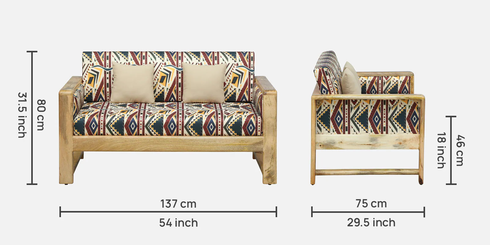 Arlo Mango Wood 2 Seater Sofa In Natural Finish