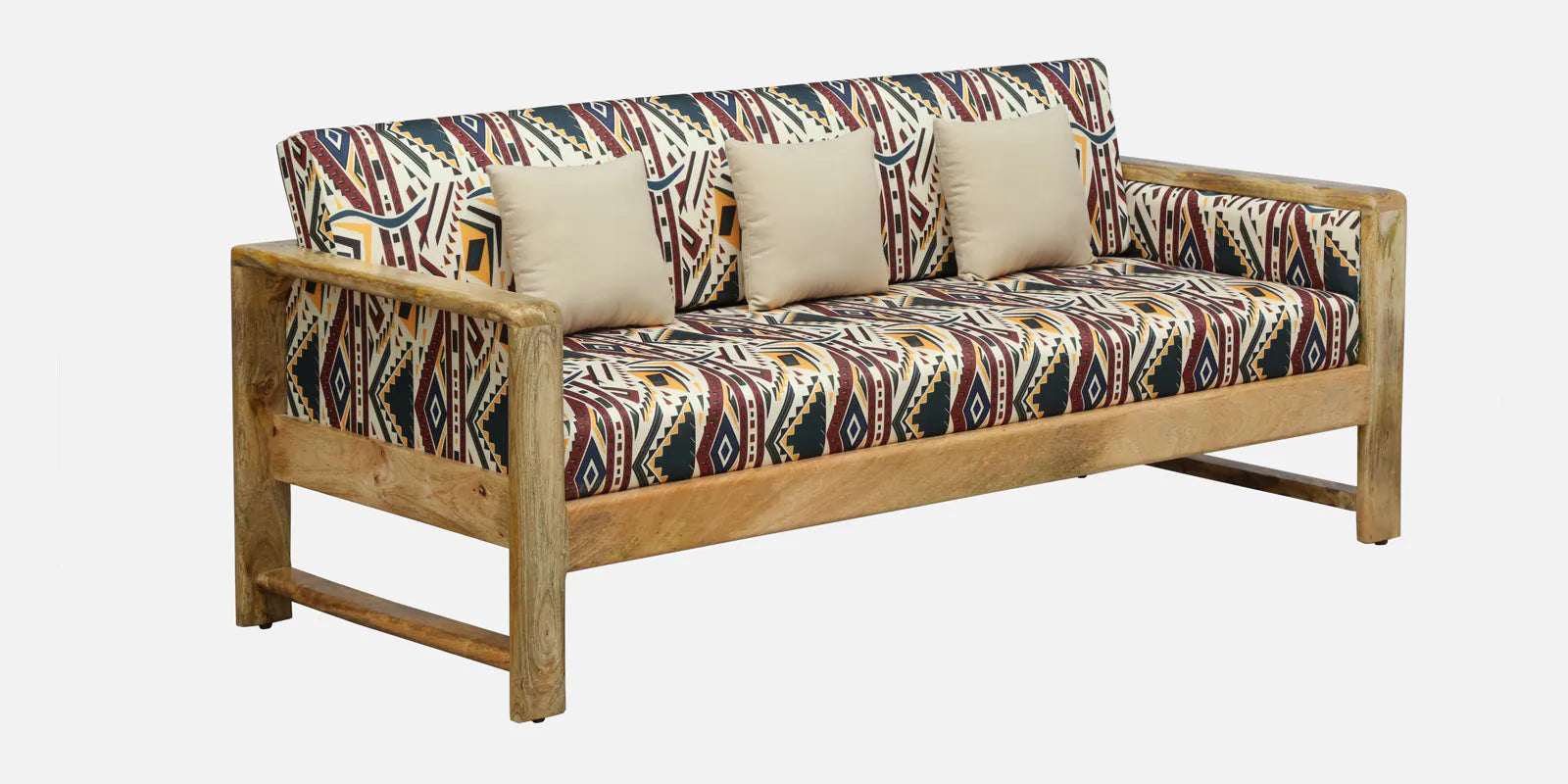 Arlo Mango Wood 3 Seater Sofa In Natural Finish