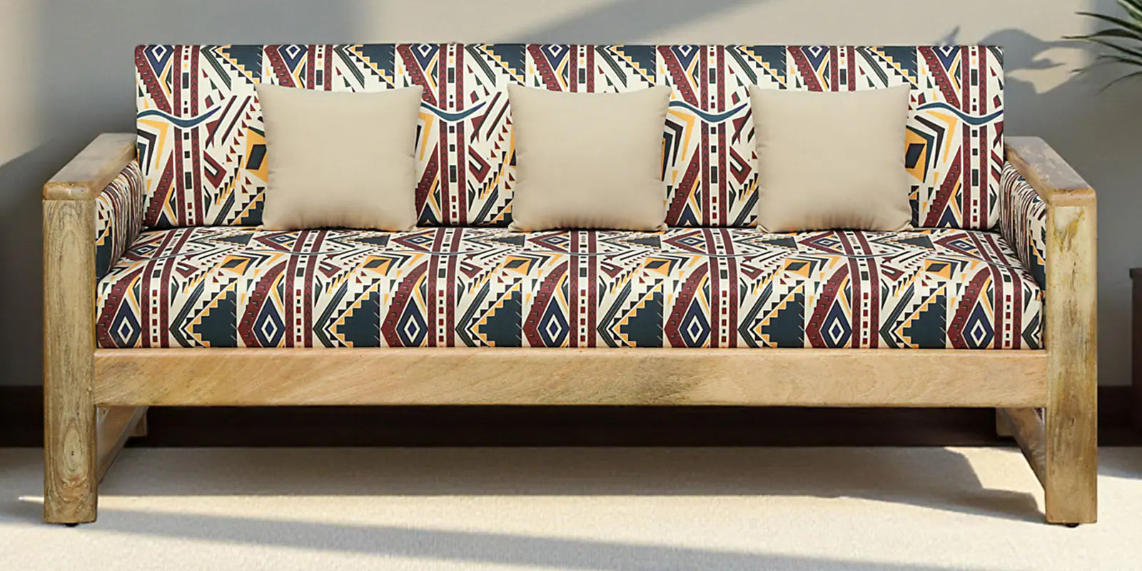 Arlo Mango Wood 3 Seater Sofa In Natural Finish