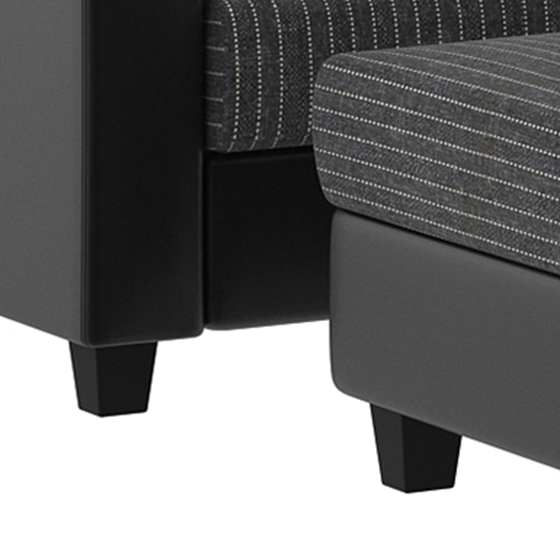 Baley Fabric Barrel Chair With Ottoman In Lama Black Colour - Febonic Living
