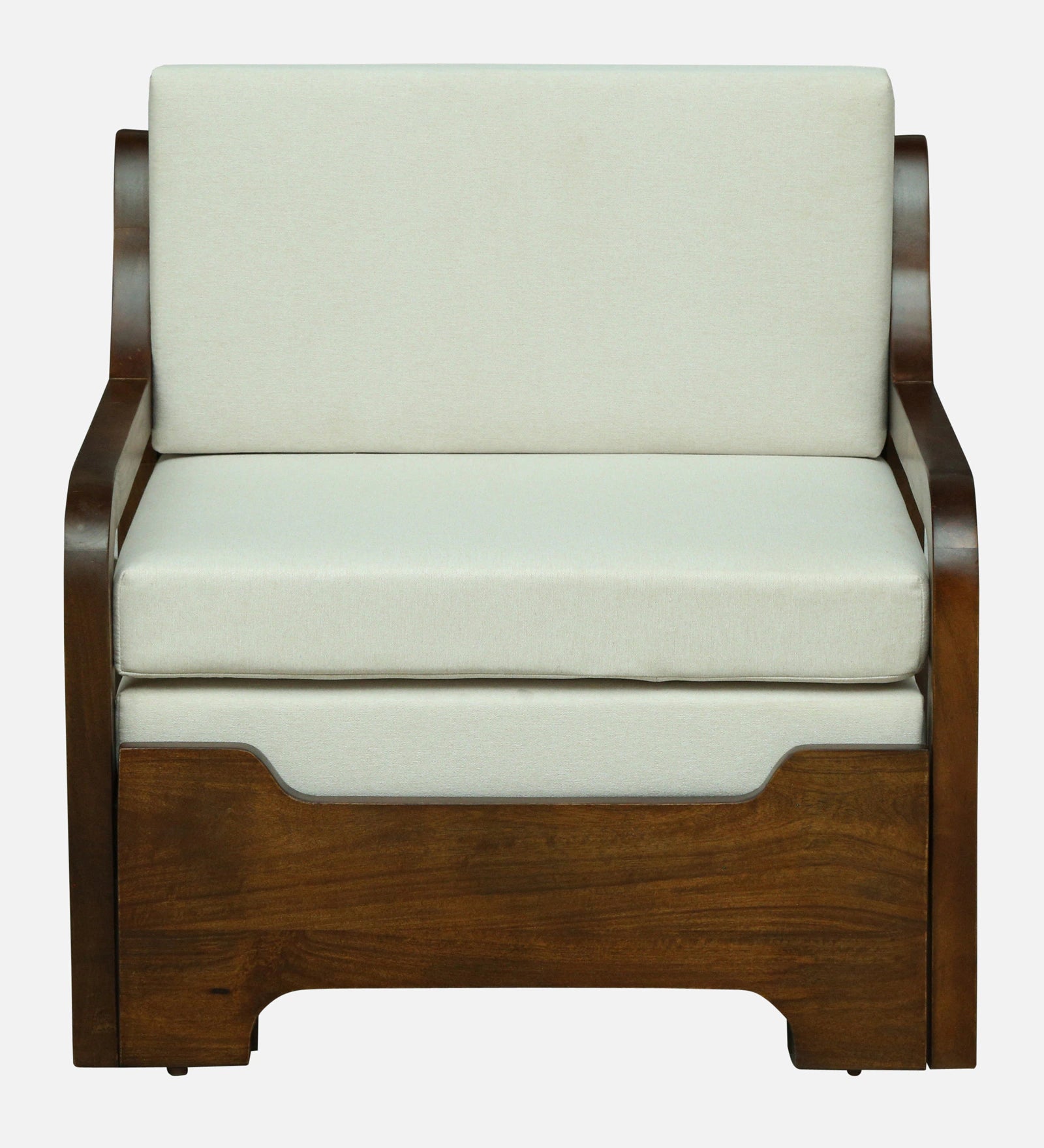 Estry Dove Off Whitel Fabric Pull Out Sofa Cum Bed In Tubbaq Finish