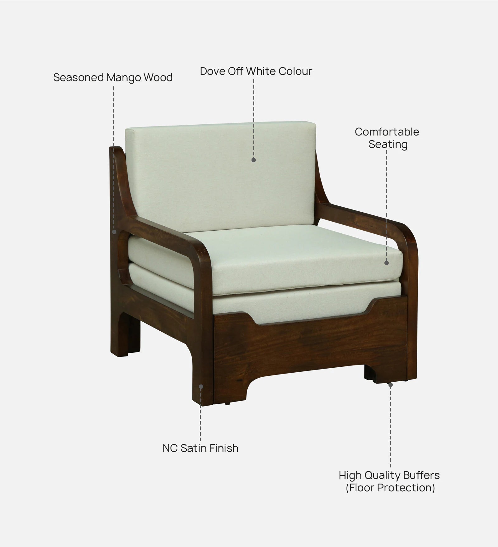 Estry Dove Off Whitel Fabric Pull Out Sofa Cum Bed In Tubbaq Finish