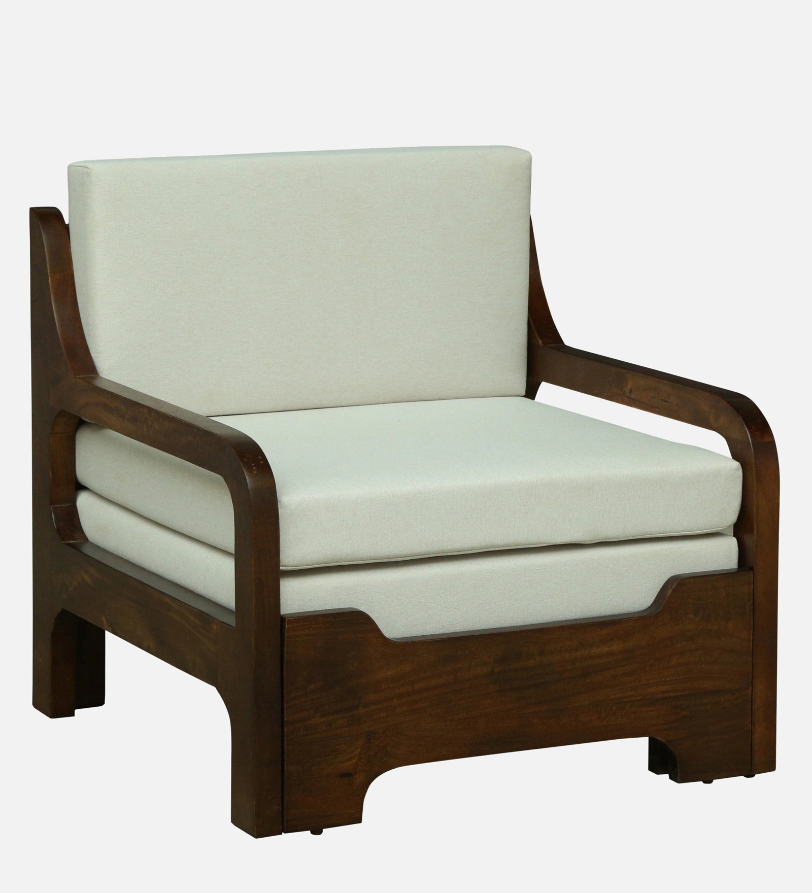 Estry Dove Off Whitel Fabric Pull Out Sofa Cum Bed In Tubbaq Finish