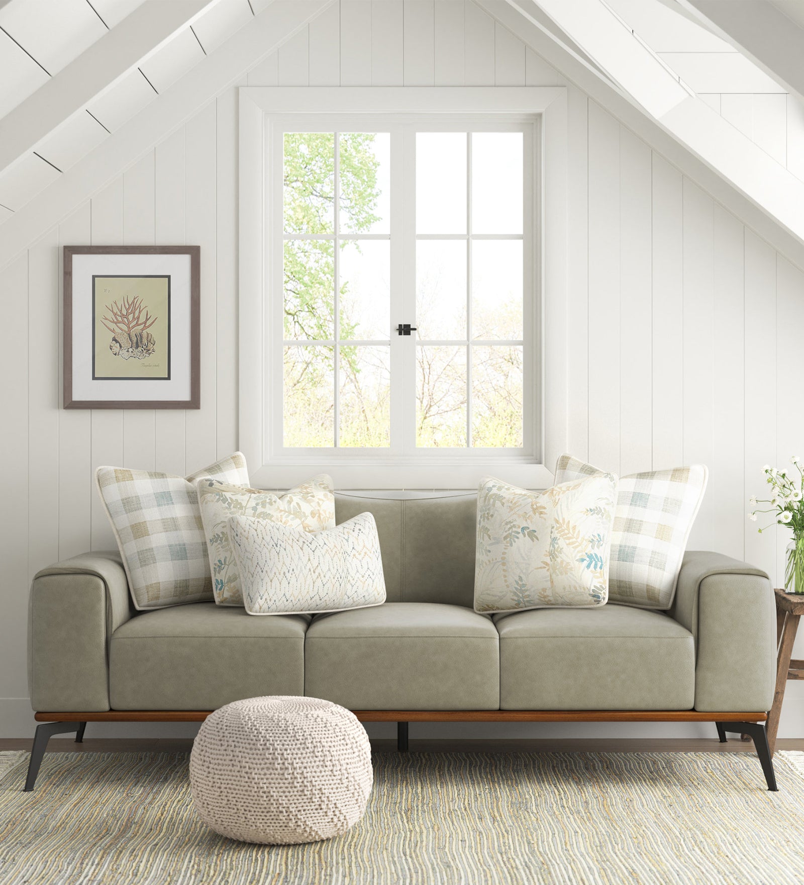 Conley Leatherette 3 Seater Sofa In Ash Green Colour - Febonic Living