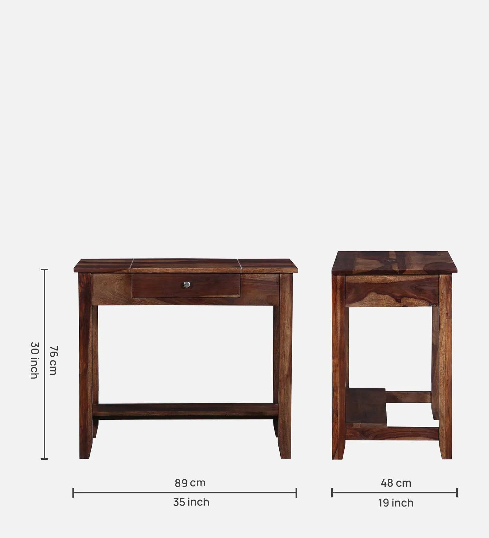 Split Sheesham Wood Writing Table With Scratch Resistant In Provincial Teak Finish - Febonic Living