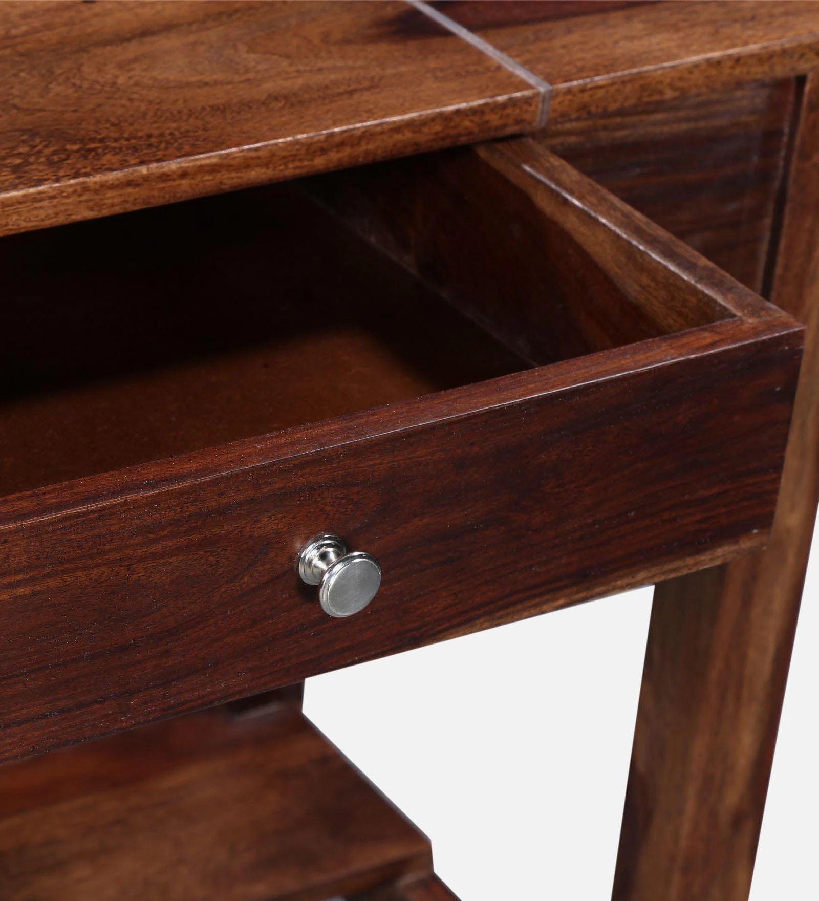 Split Sheesham Wood Writing Table With Scratch Resistant In Provincial Teak Finish - Febonic Living