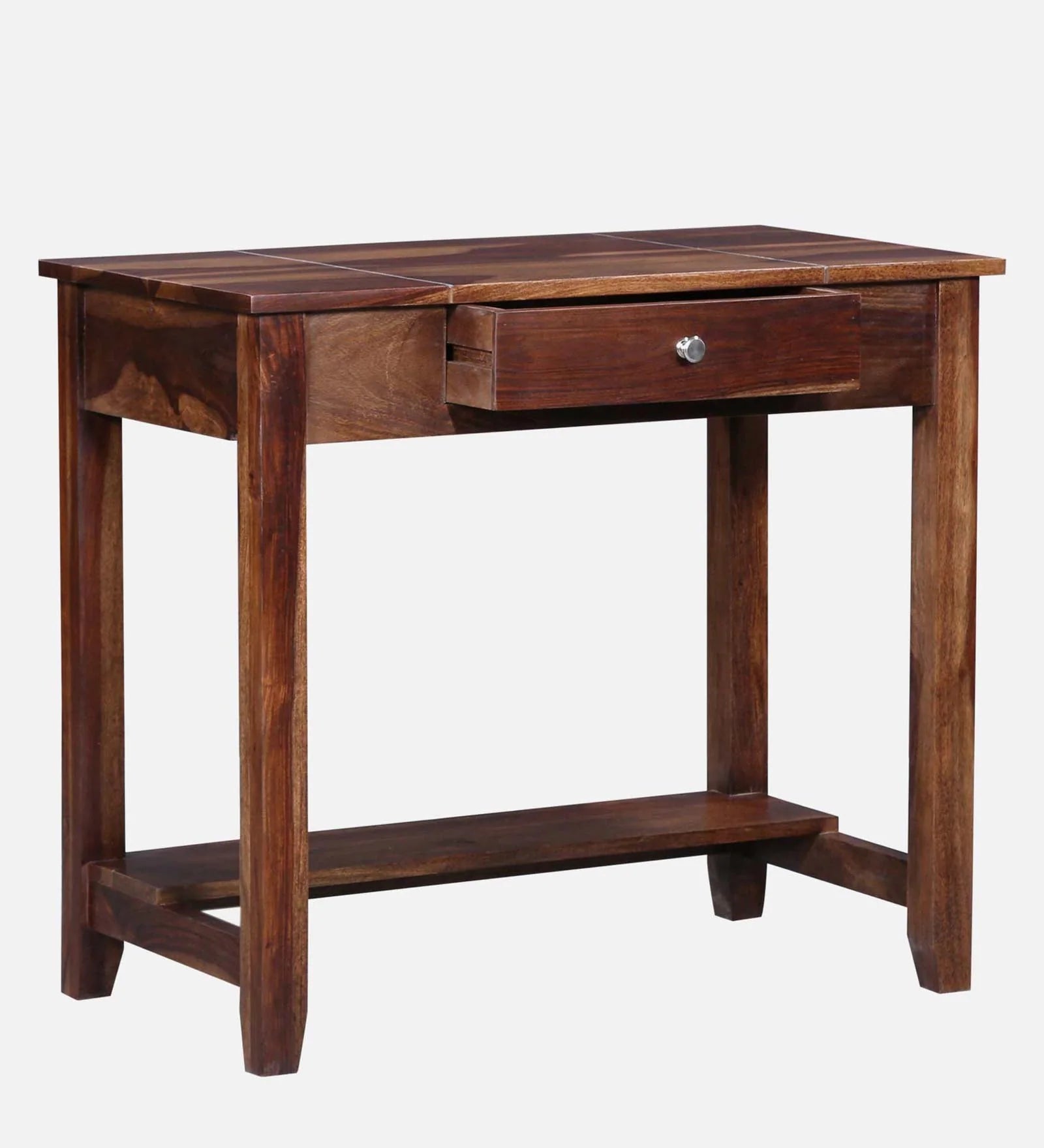 Split Sheesham Wood Writing Table With Scratch Resistant In Provincial Teak Finish - Febonic Living