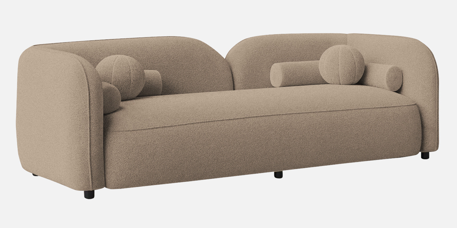 Angled view of Corny 3 Seater Boucle Fabric Sofa in Mushroom Beige