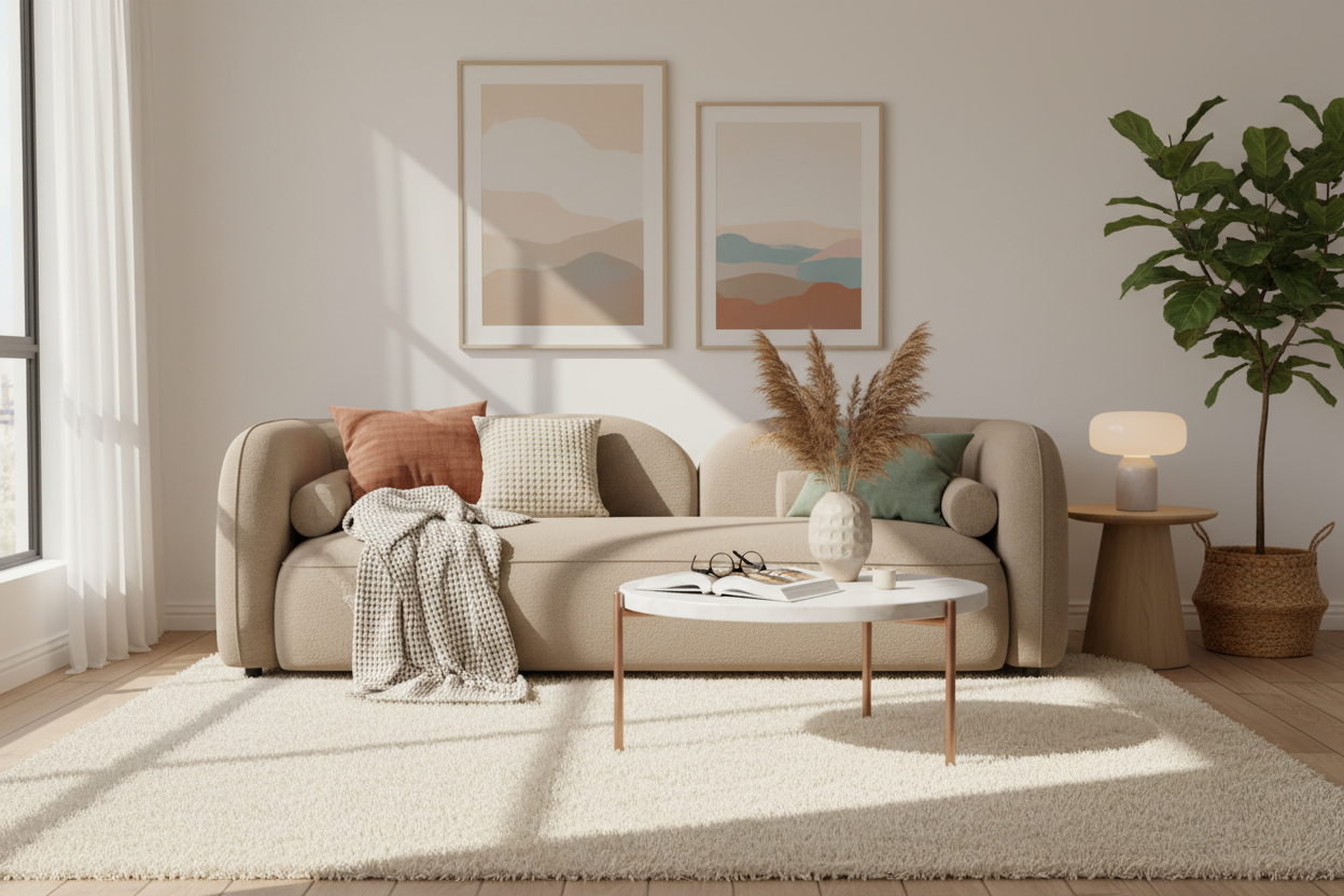 Corny 3 Seater Fabric Sofa - Mushroom Beige