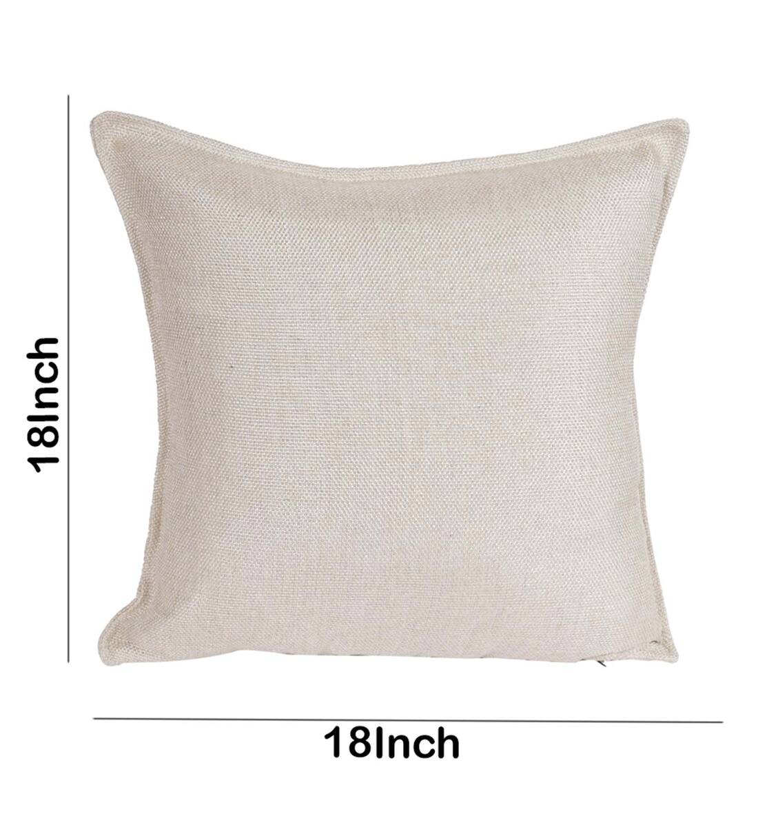 Charlie Jute Fabric (18x18in) Sofa Pillows In Woom Beige Colour (Pack of 2) - Febonic Living