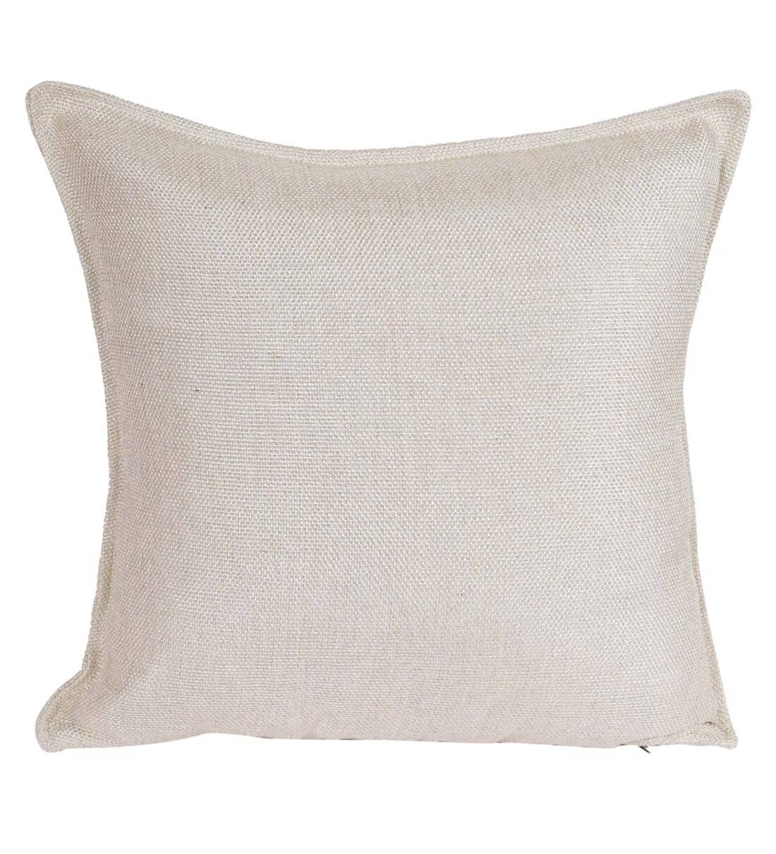 Charlie Jute Fabric (18x18in) Sofa Pillows In Woom Beige Colour (Pack of 2) - Febonic Living