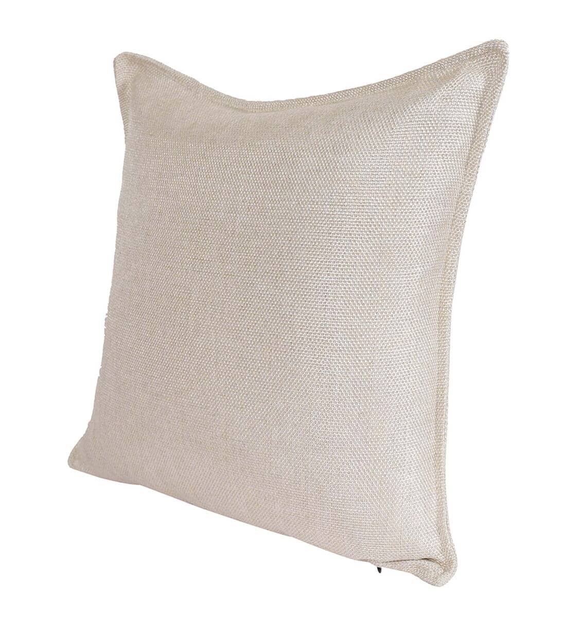 Charlie Jute Fabric (18x18in) Sofa Pillows In Woom Beige Colour (Pack of 2) - Febonic Living