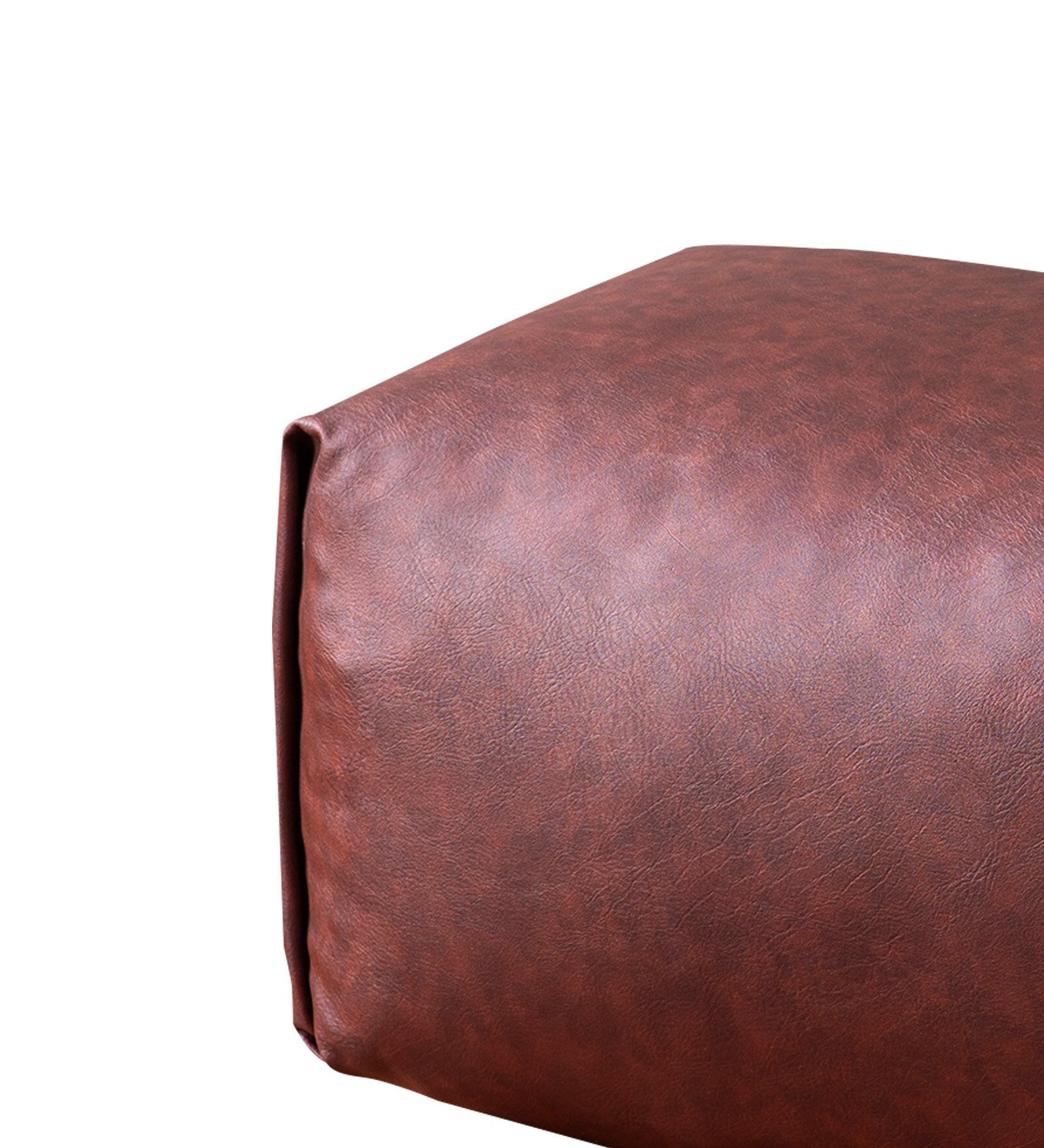 Cubey Leatherette Pouffe In Burgundy Maroon Colour - Febonic Living