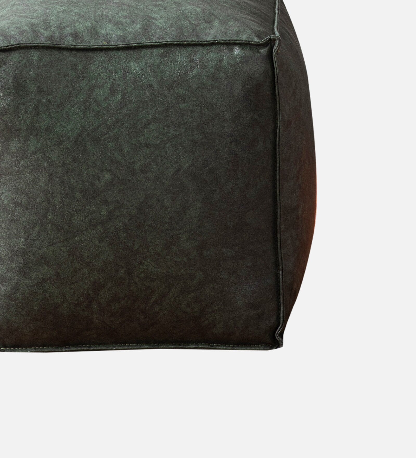 Cubo Leatherette Pouffe In Dark Green Colour - Febonic Living