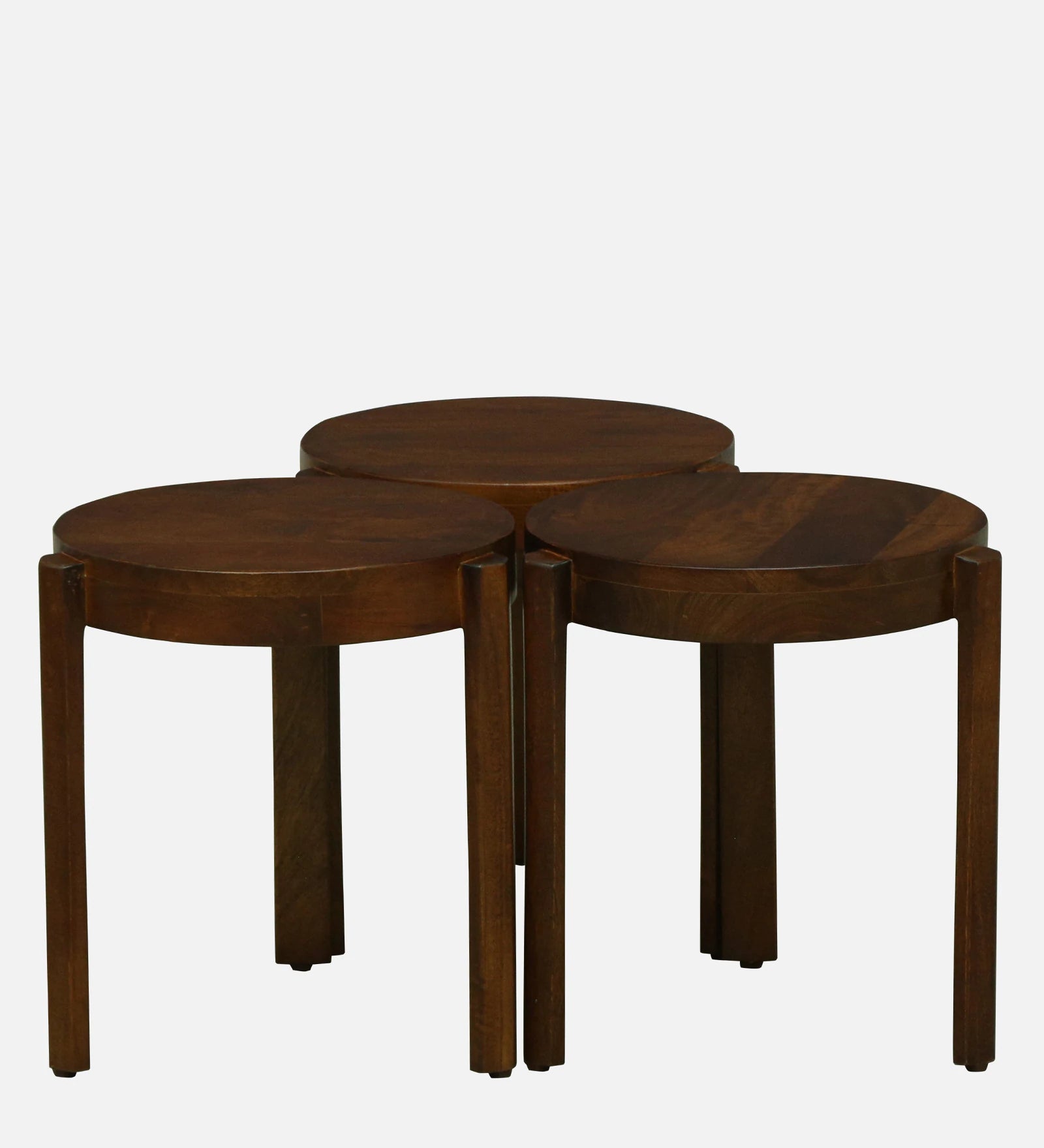 Sabel Mango Wood Round Nest Of Tables In Tubbaq Finish (Set of 3)