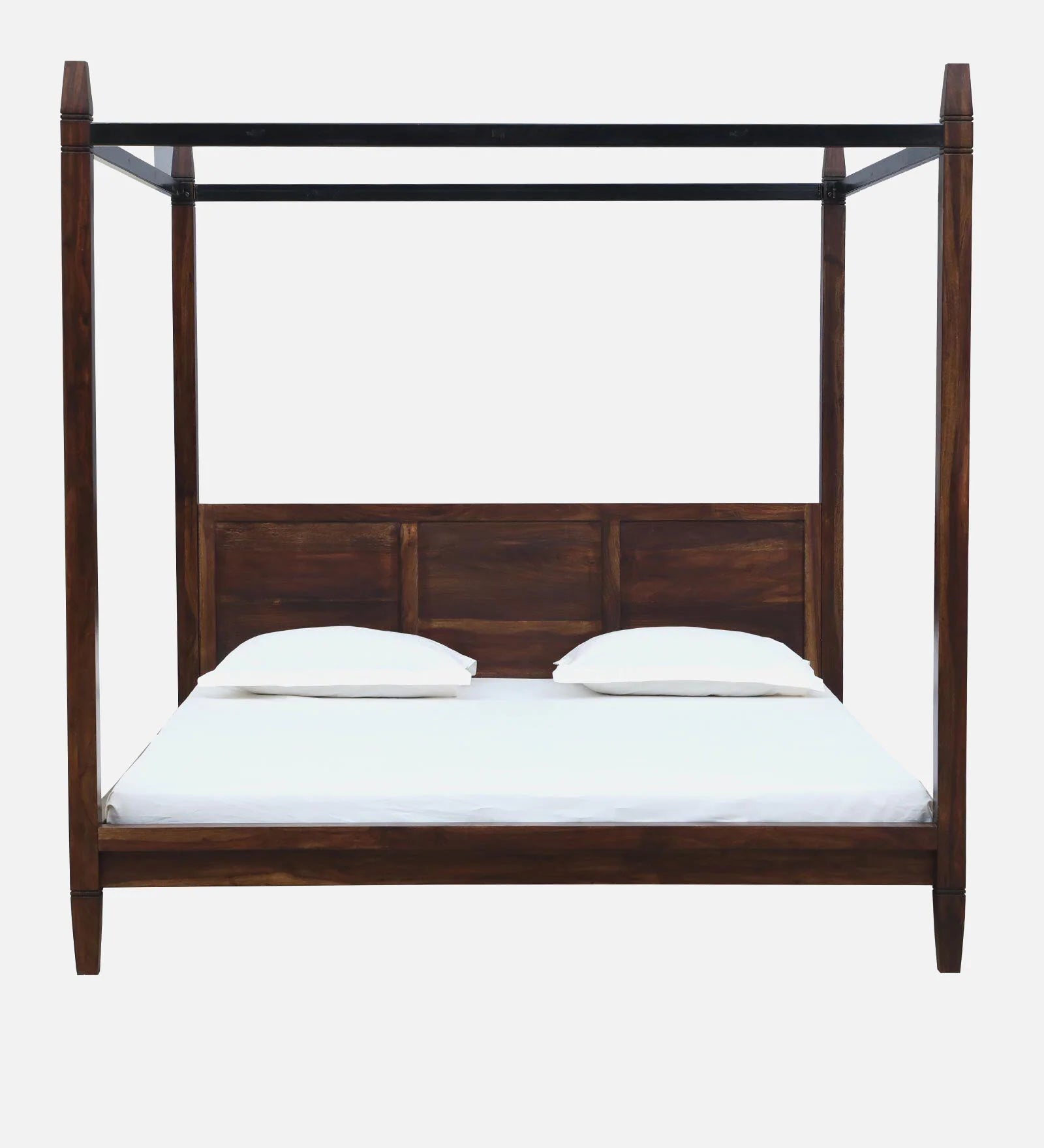 Dijon Sheesham Wood King Size Poster Bed in Provincial Teak Finish - Febonic Living
