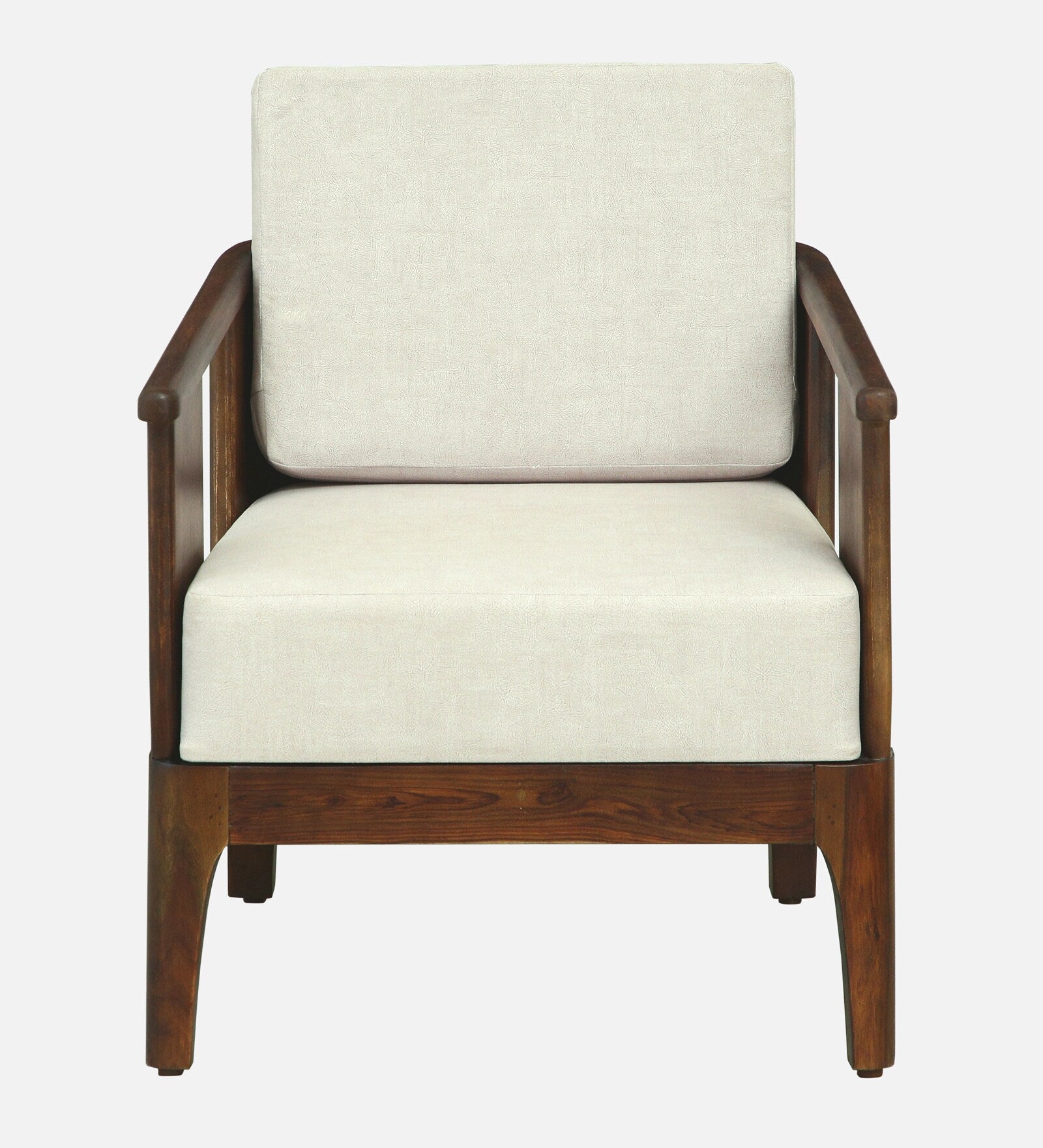 Bano Sheesham Wood 1 Seater Sofa In Beige Colour