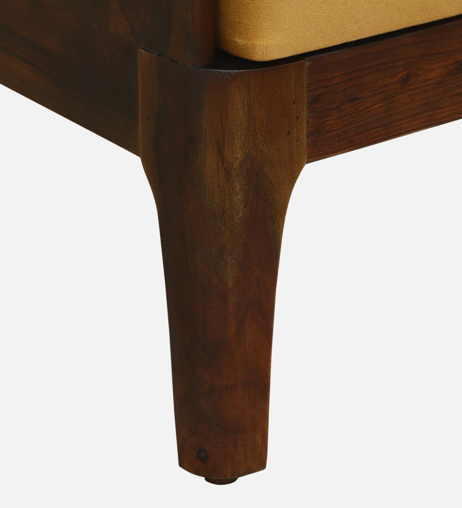 Bano Sheesham Wood 1 Seater Sofa In Mustard Colour