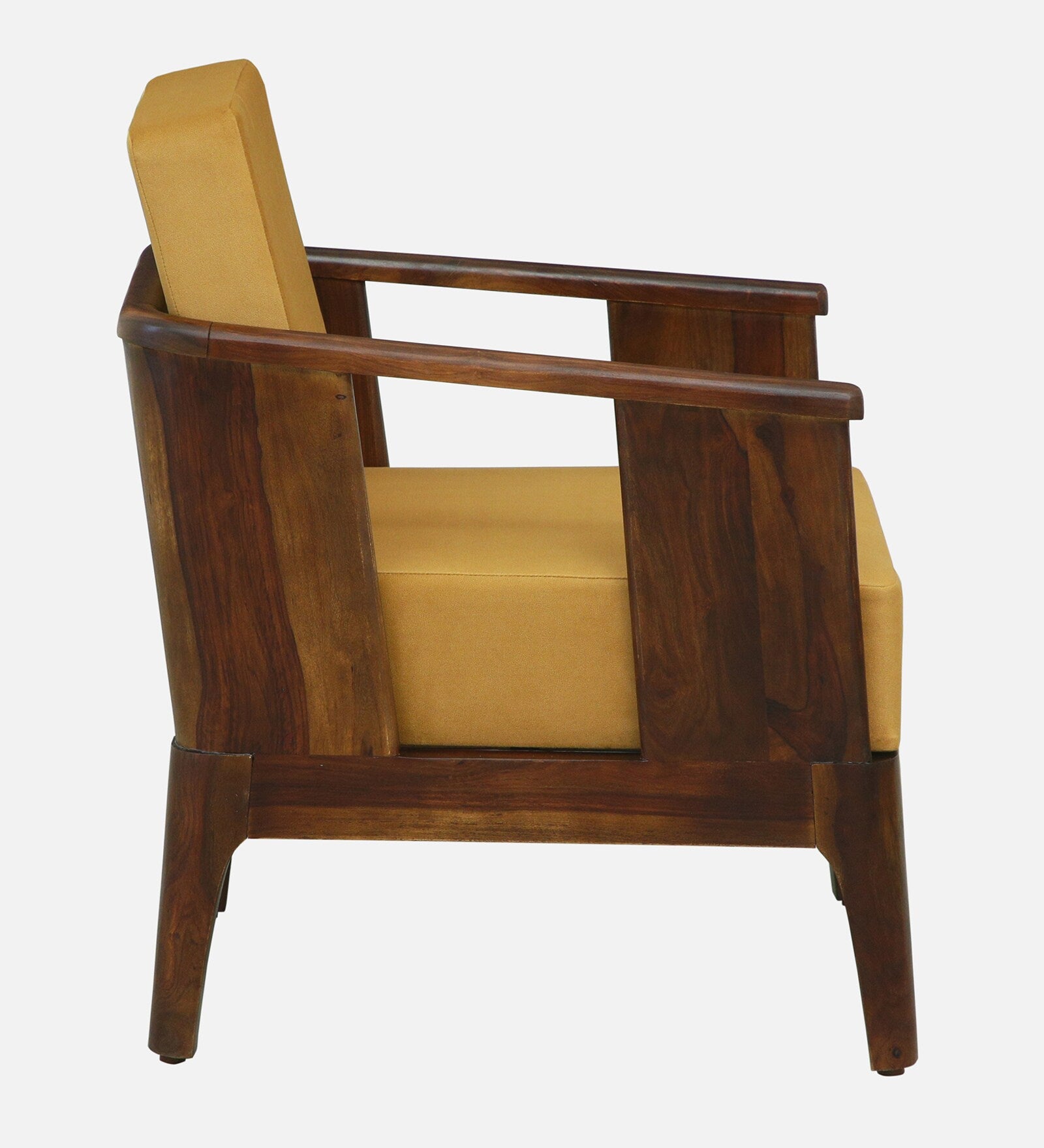 Bano Sheesham Wood 1 Seater Sofa In Mustard Colour