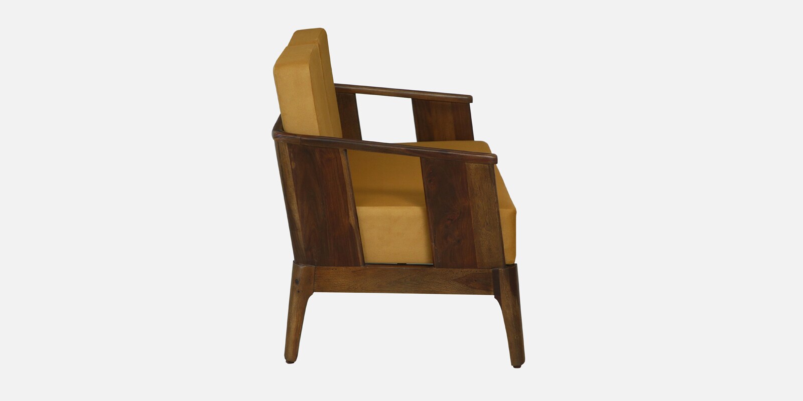 Bano Sheesham Wood 2 Seater Sofa In Mustard Colour